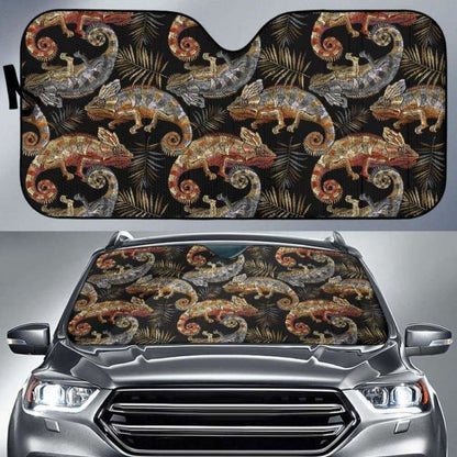 Chameleon Lizard Tropical Leaves Palm Tree Car Auto Sun Shades 102507 - YourCarButBetter