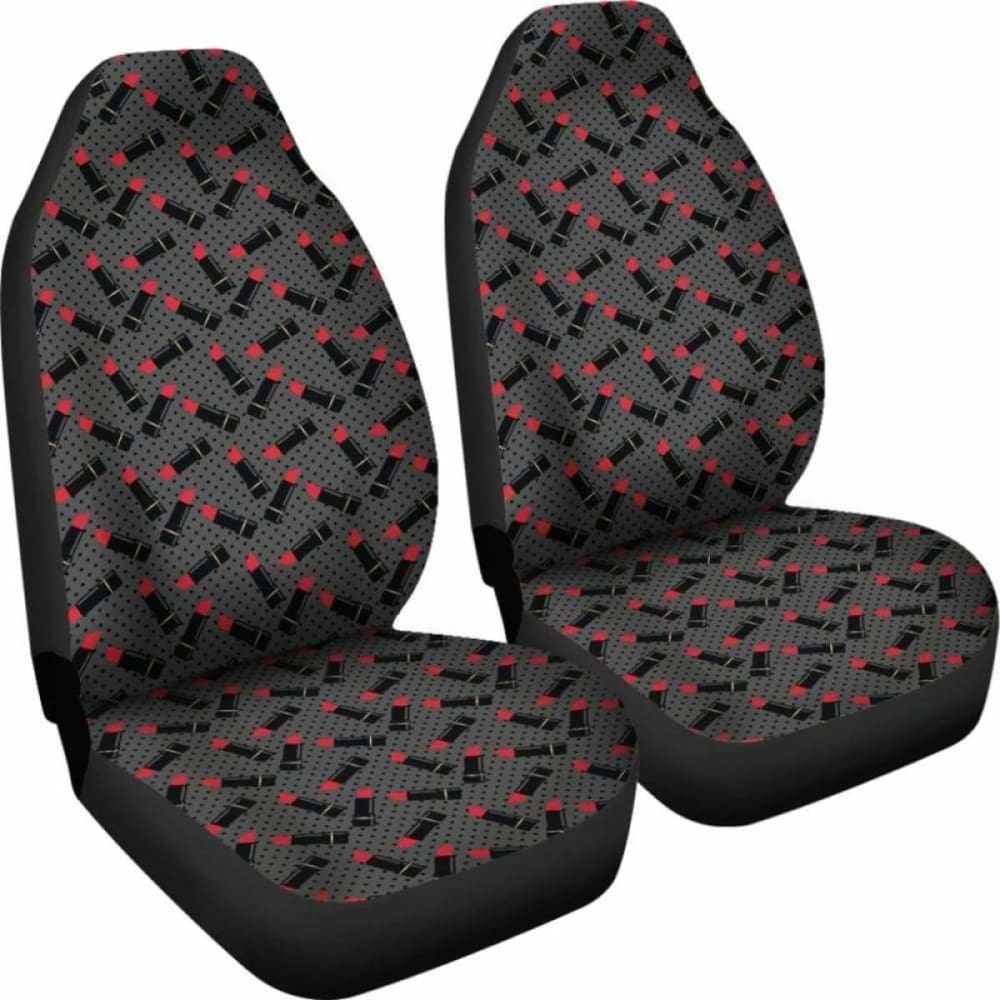 Charcoal Gray Black Polka Dots With Lipstick Tubes Car Seat Covers 143731