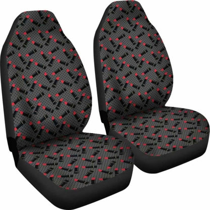 Charcoal Gray Black Polka Dots With Lipstick Tubes Car Seat Covers 143731