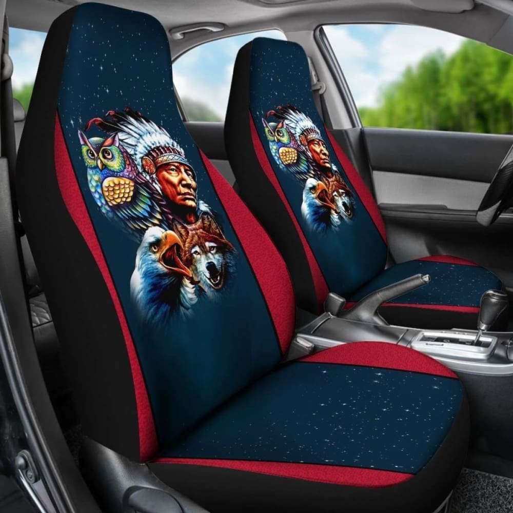 Chief & Spirit Animal Galaxy Background Native American Car Seat Cover 105905 - YourCarButBetter