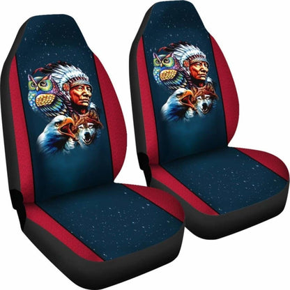 Chief & Spirit Animal Galaxy Background Native American Car Seat Cover 105905 - YourCarButBetter