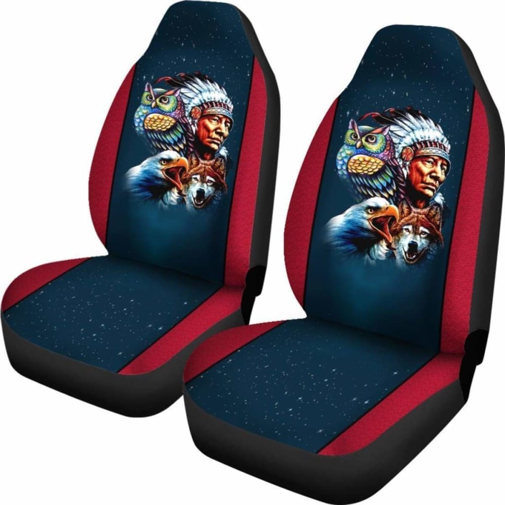 Chief & Spirit Animal Galaxy Background Native American Car Seat Cover 105905 - YourCarButBetter