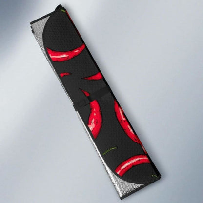 Chili Peppers Pattern Black Background Car Auto Sun Shades 182102 - YourCarButBetter