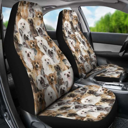 Chinese Crested Dog Full Face Car Seat Covers 154230 - YourCarButBetter
