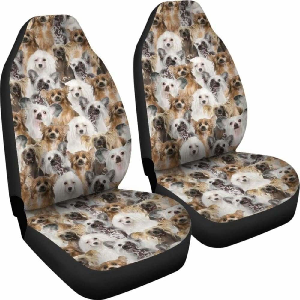 Chinese Crested Dog Full Face Car Seat Covers 154230 - YourCarButBetter