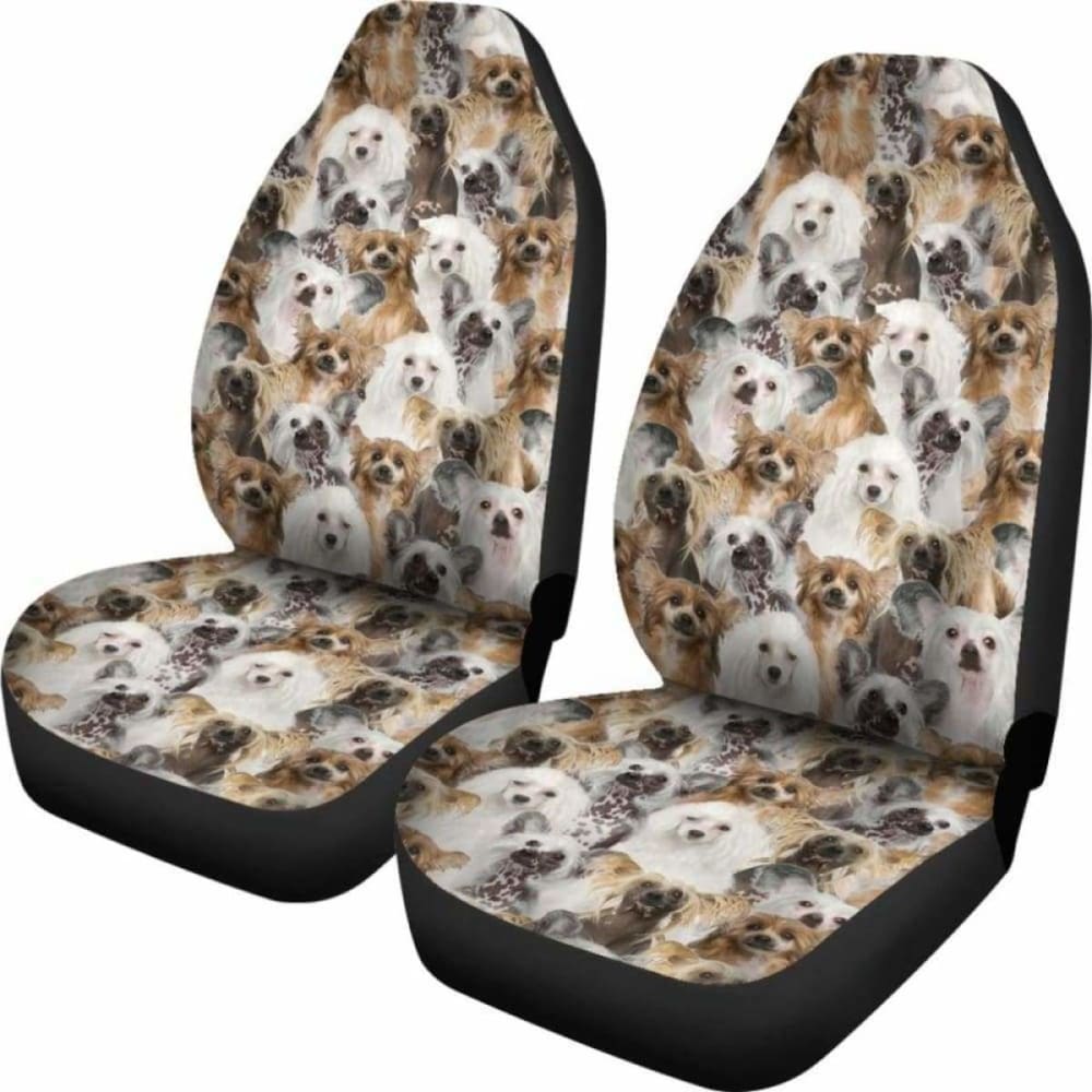 Chinese Crested Dog Full Face Car Seat Covers 154230 - YourCarButBetter