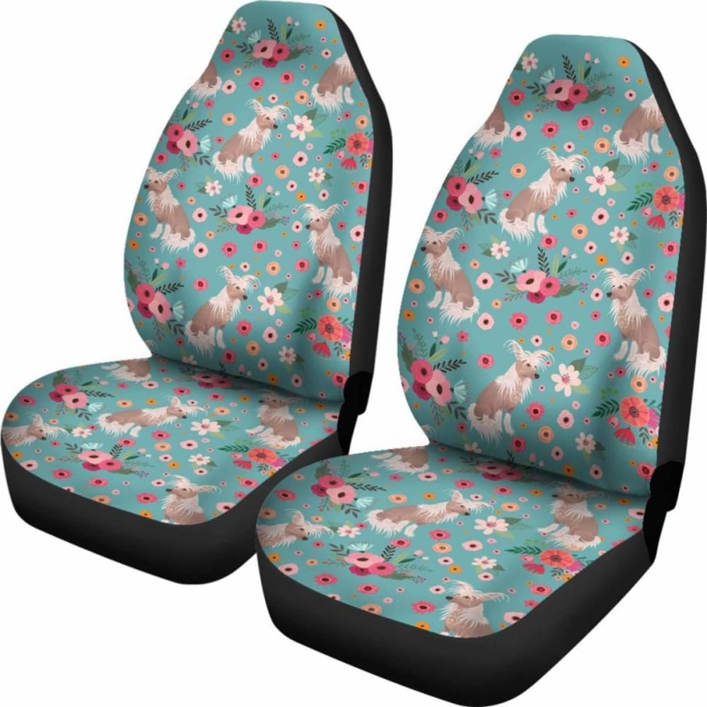 Chinese Crested Flower Car Seat Cover 154230 - YourCarButBetter