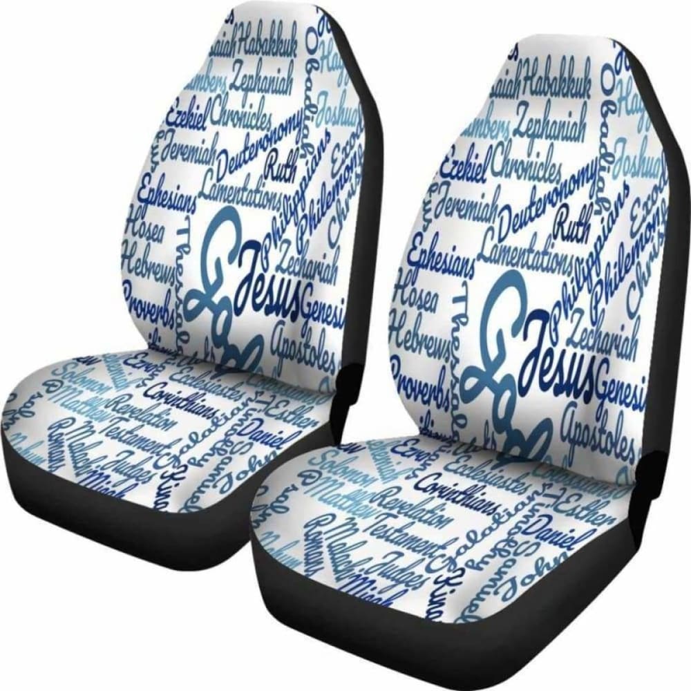 Christianity Holy Bible Books White Blue Car Seat Cover 142711 - YourCarButBetter