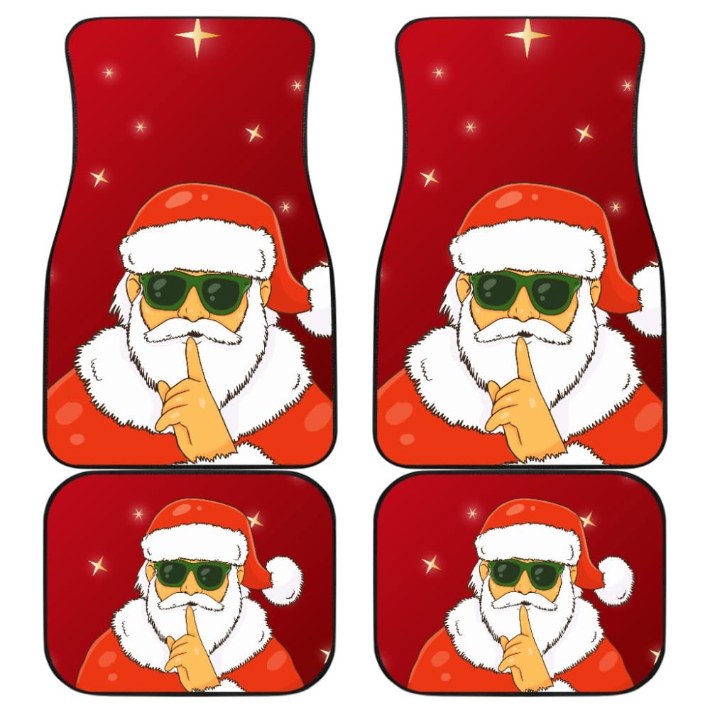 Christmas Decorative Car Floor Mats Santa Claus Be Quiet Sign Design 211603 - YourCarButBetter
