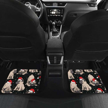 Christmas Pugs Santa_S Red Cap Pattern Front And Back Car Mats 102918 - YourCarButBetter