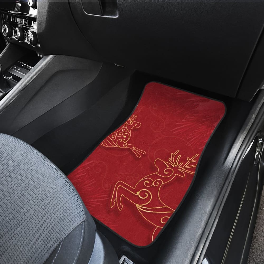 Christmas Reindeer And Pine Tree Pattern Car Floor Mats 210601 - YourCarButBetter