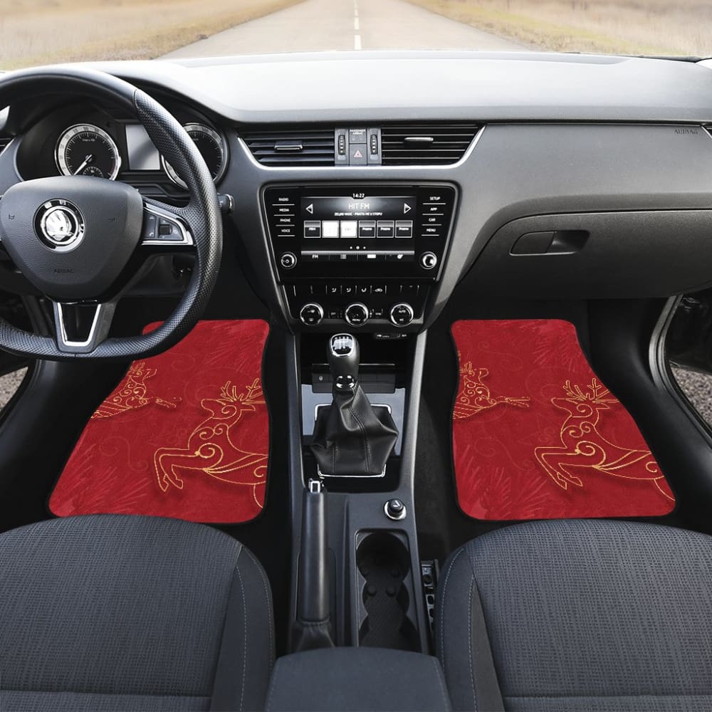 Christmas Reindeer And Pine Tree Pattern Car Floor Mats 210601 - YourCarButBetter