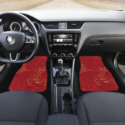 Christmas Reindeer And Pine Tree Pattern Car Floor Mats 210601 - YourCarButBetter