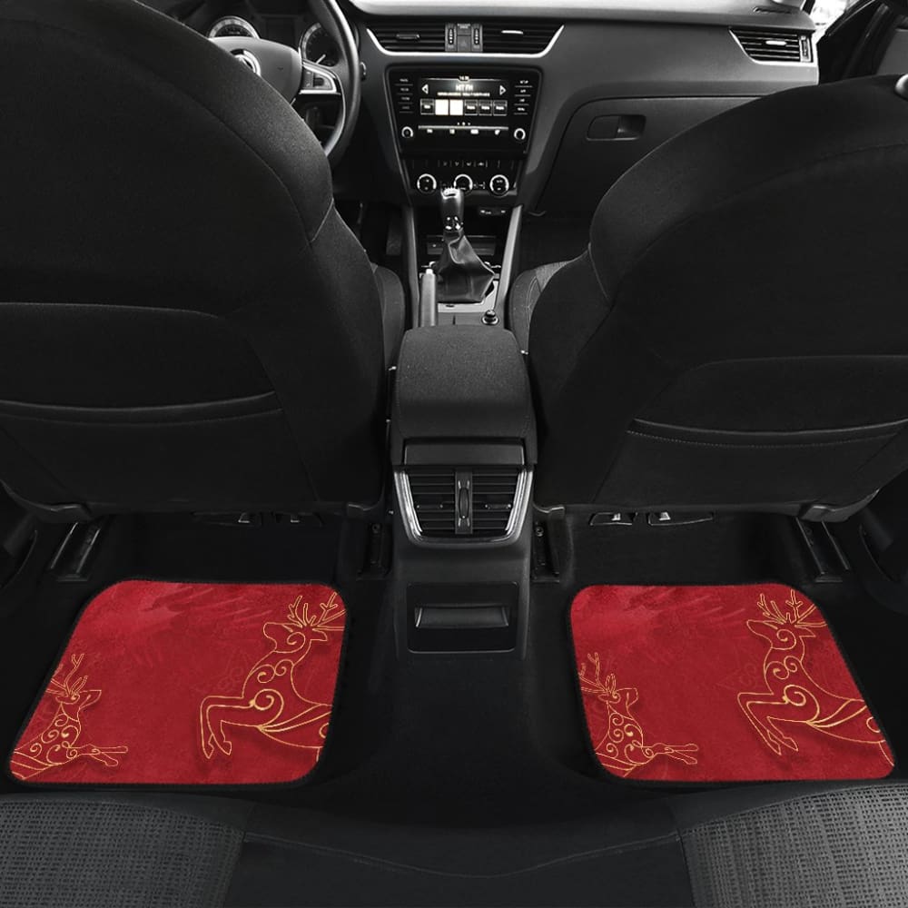 Christmas Reindeer And Pine Tree Pattern Car Floor Mats 210601 - YourCarButBetter
