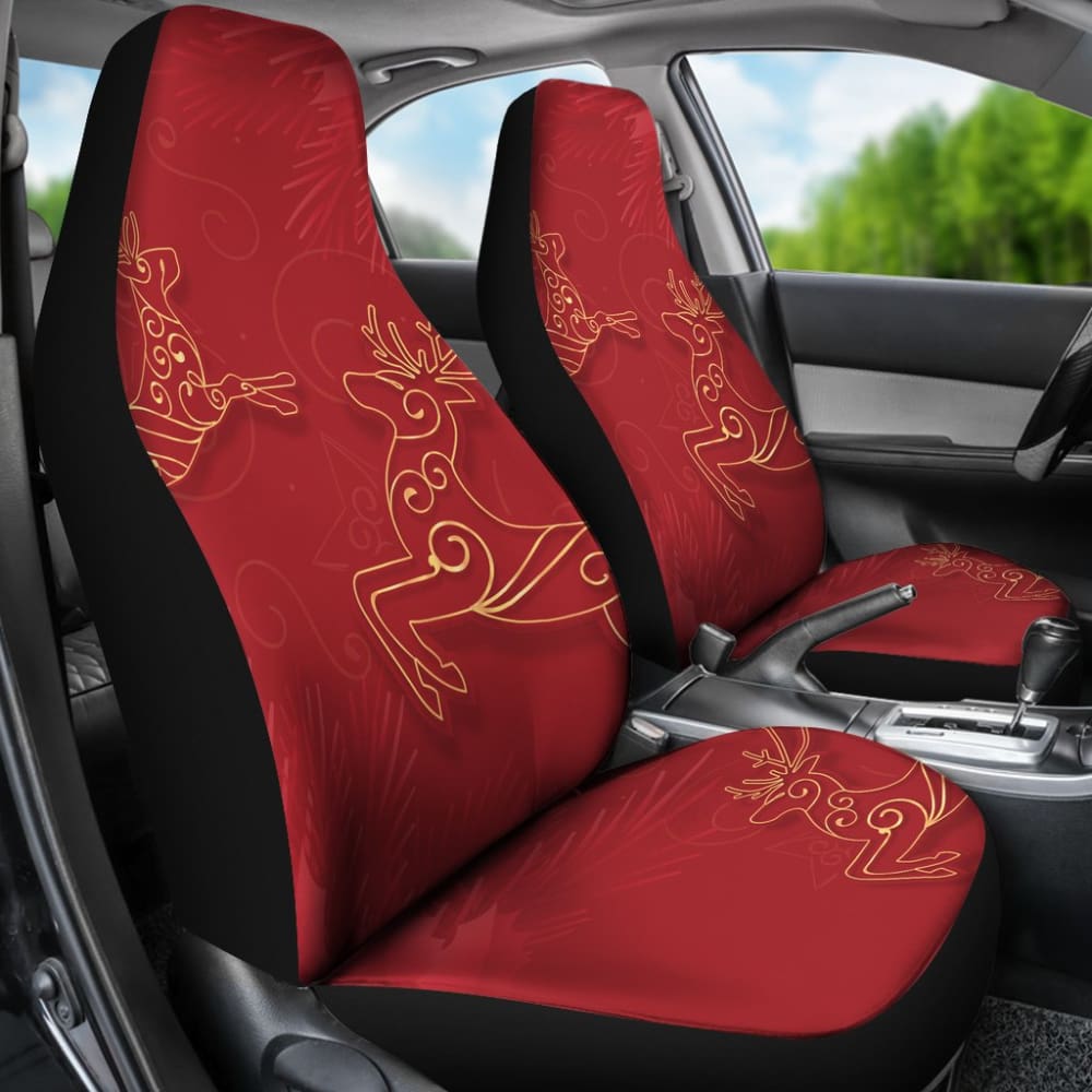 Christmas Reindeer And Pine Tree Pattern Car Seat Covers 210601 - YourCarButBetter