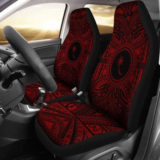 Chuuk Car Seat Cover - Chuuk Coat Of Arms Polynesian Red Black 105905 - YourCarButBetter