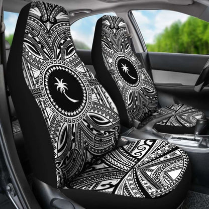 Chuuk Car Seat Cover - Chuuk Coat Of Arms Polynesian White Black 105905 - YourCarButBetter
