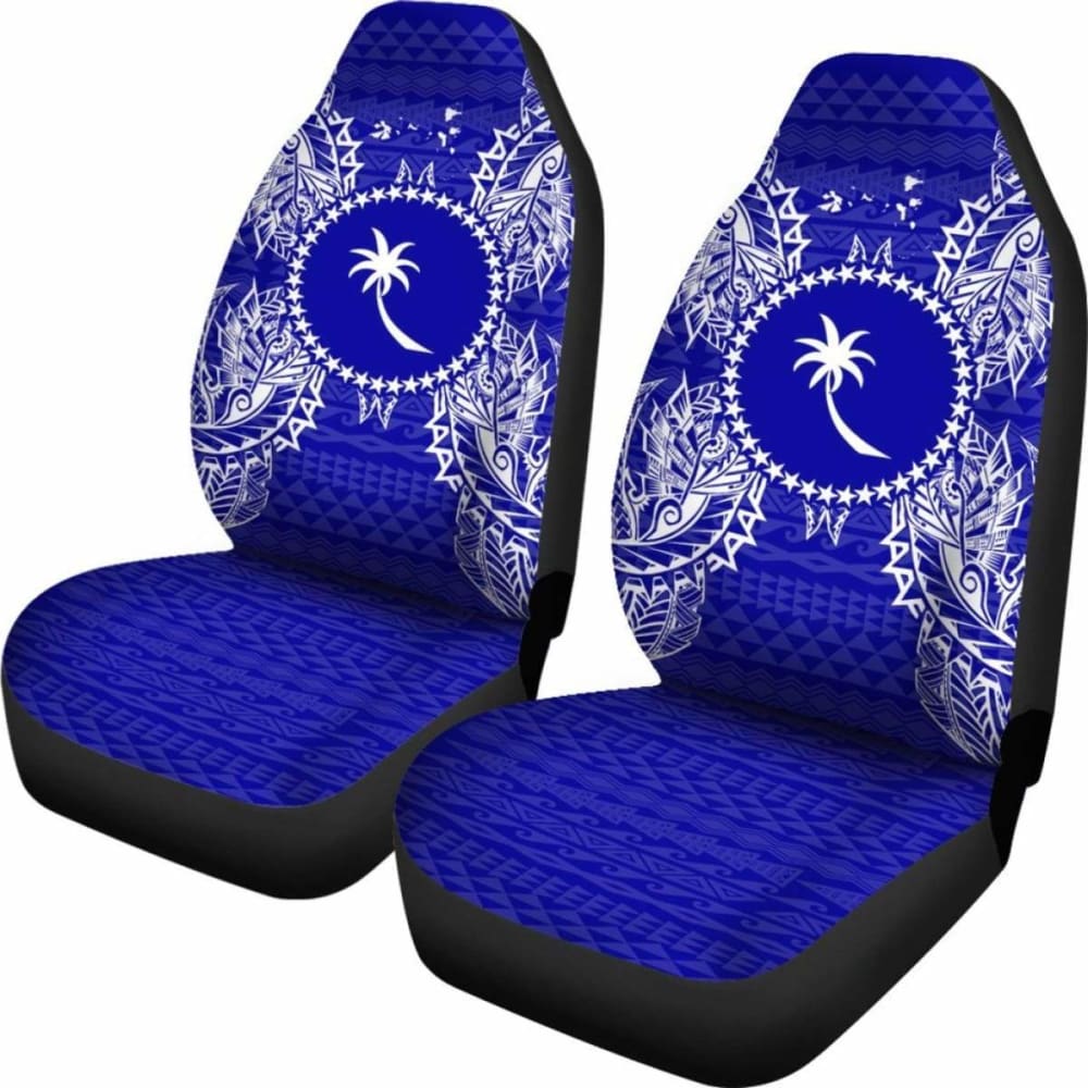 Chuuk Car Seat Cover - Chuuk Flag Map Blue - 105905 - YourCarButBetter