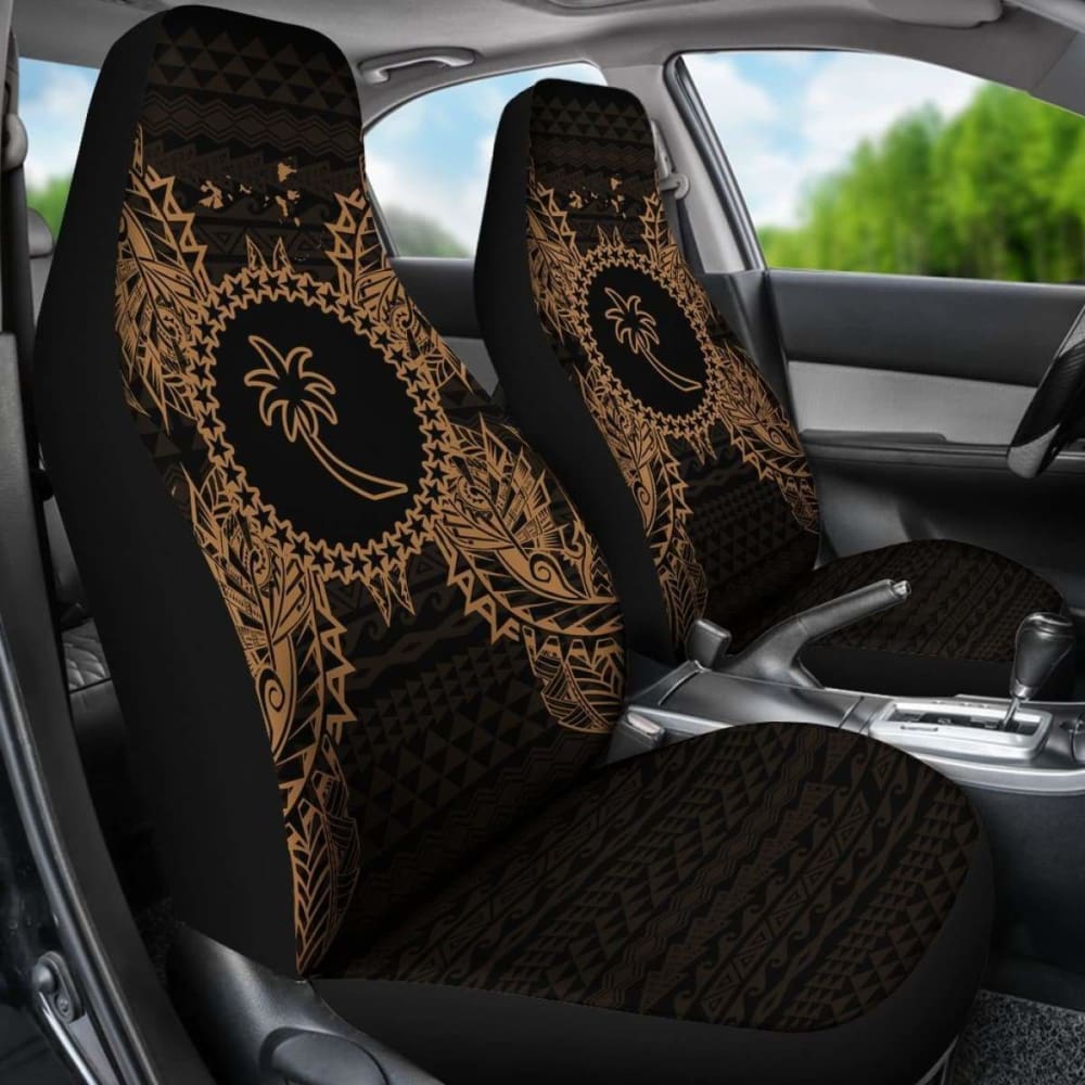 Chuuk Car Seat Cover - Chuuk Flag Map Gold - 105905 - YourCarButBetter