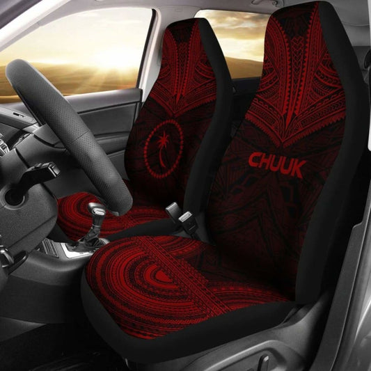 Chuuk Car Seat Cover - Chuuk Flag Polynesian Chief Tattoo Red Version - 10 174914 - YourCarButBetter