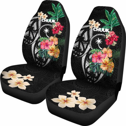 Chuuk Car Seat Covers Coat Of Arms Polynesian With Hibiscus 232125 - YourCarButBetter