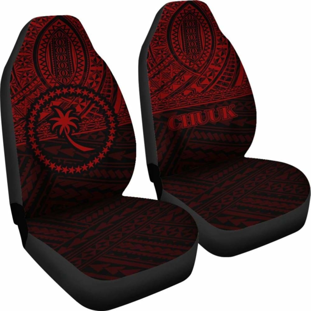 Chuuk Car Seat Covers - Chuuk Flag Black Red Version - 105905 - YourCarButBetter
