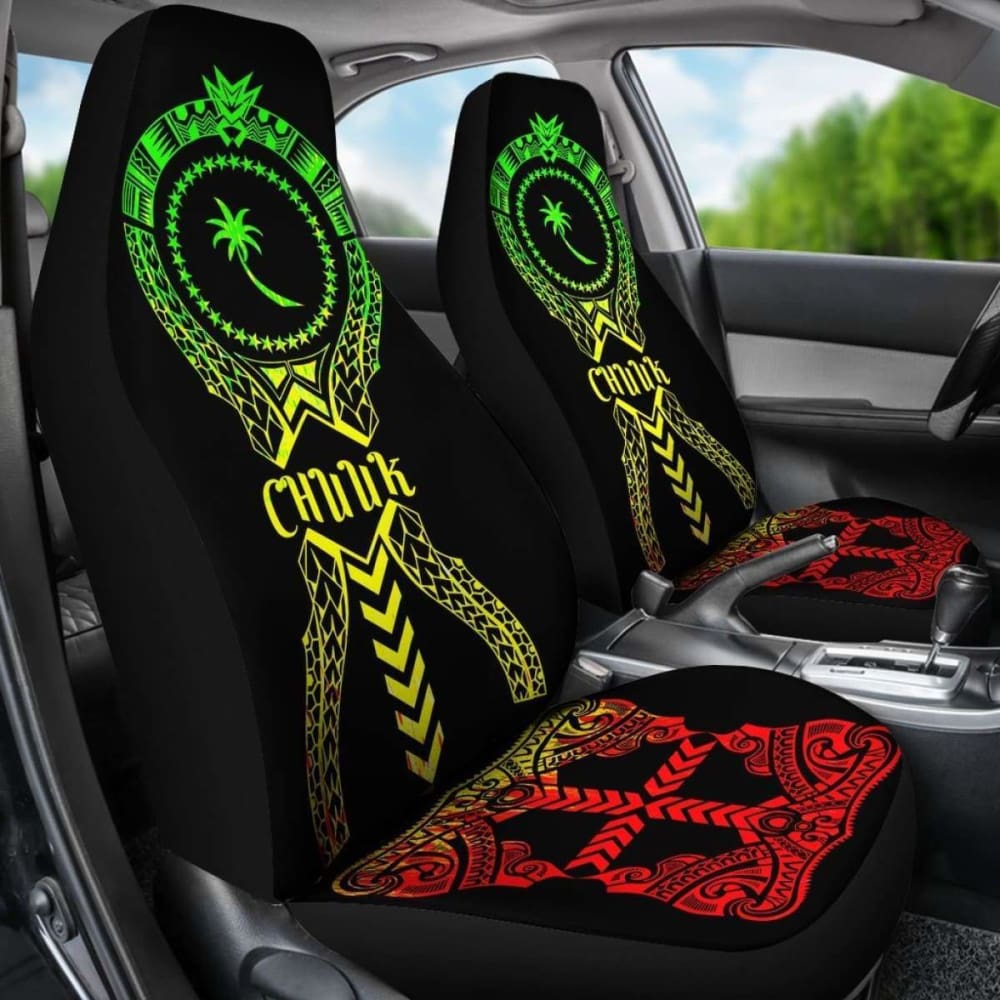 Chuuk Car Seat Covers - Chuuk Flag Micronesian Tribal Reggae - 105905 - YourCarButBetter