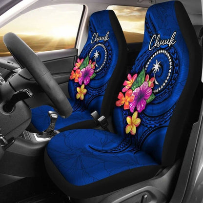 Chuuk Micronesia Car Seat Covers - Floral With Seal Blue - 12 153908 - YourCarButBetter