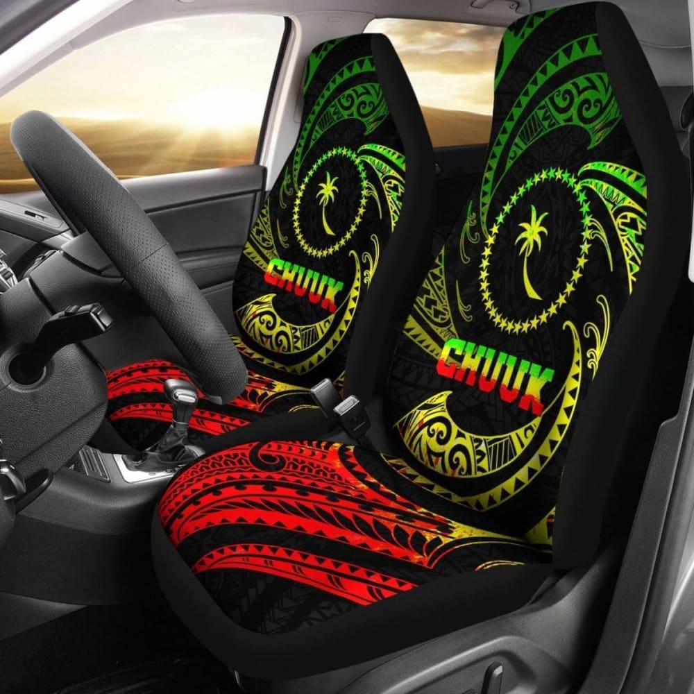 Chuuk Micronesia Car Seat Covers - Reggae Tribal Wave - 105905 - YourCarButBetter