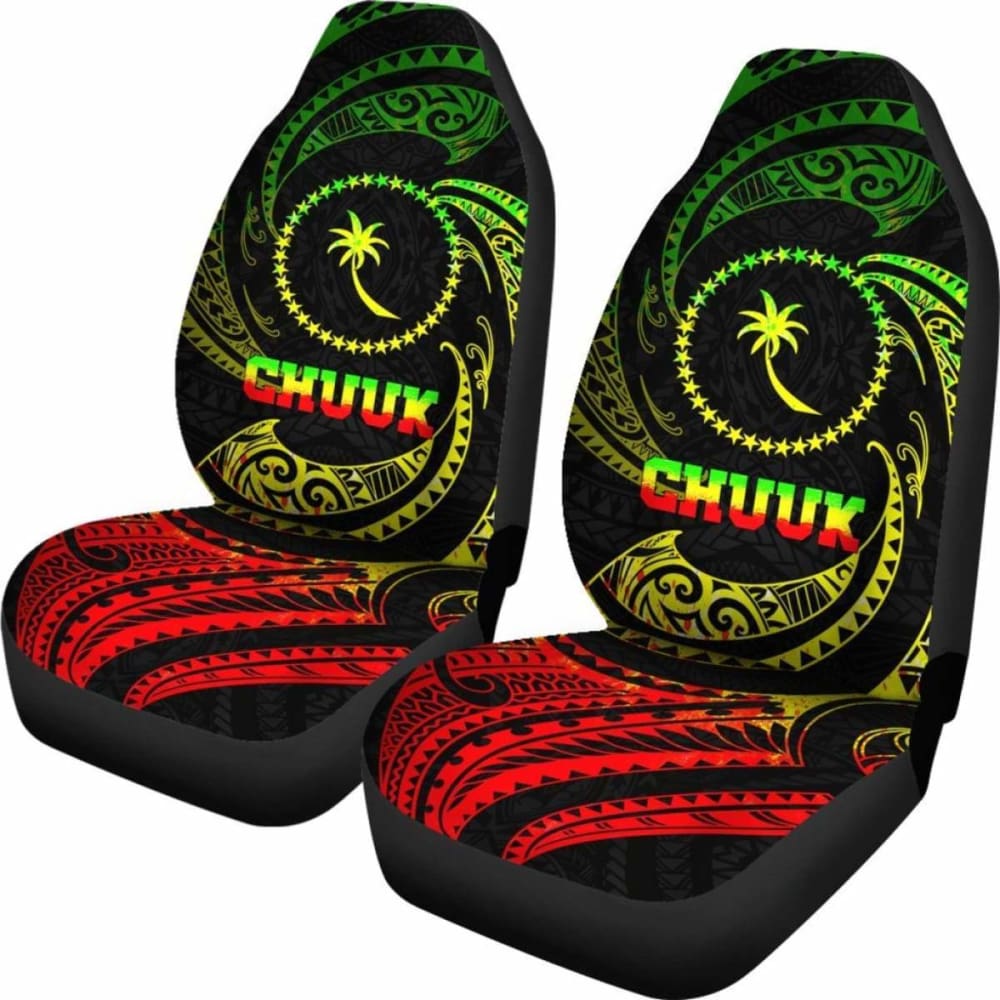 Chuuk Micronesia Car Seat Covers - Reggae Tribal Wave - 105905 - YourCarButBetter