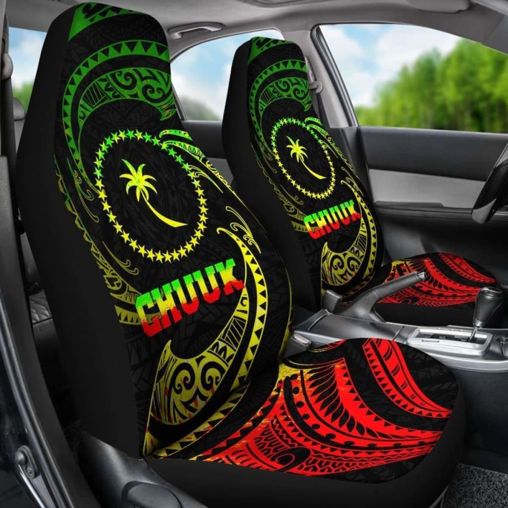 Chuuk Micronesia Car Seat Covers - Reggae Tribal Wave - 105905 - YourCarButBetter