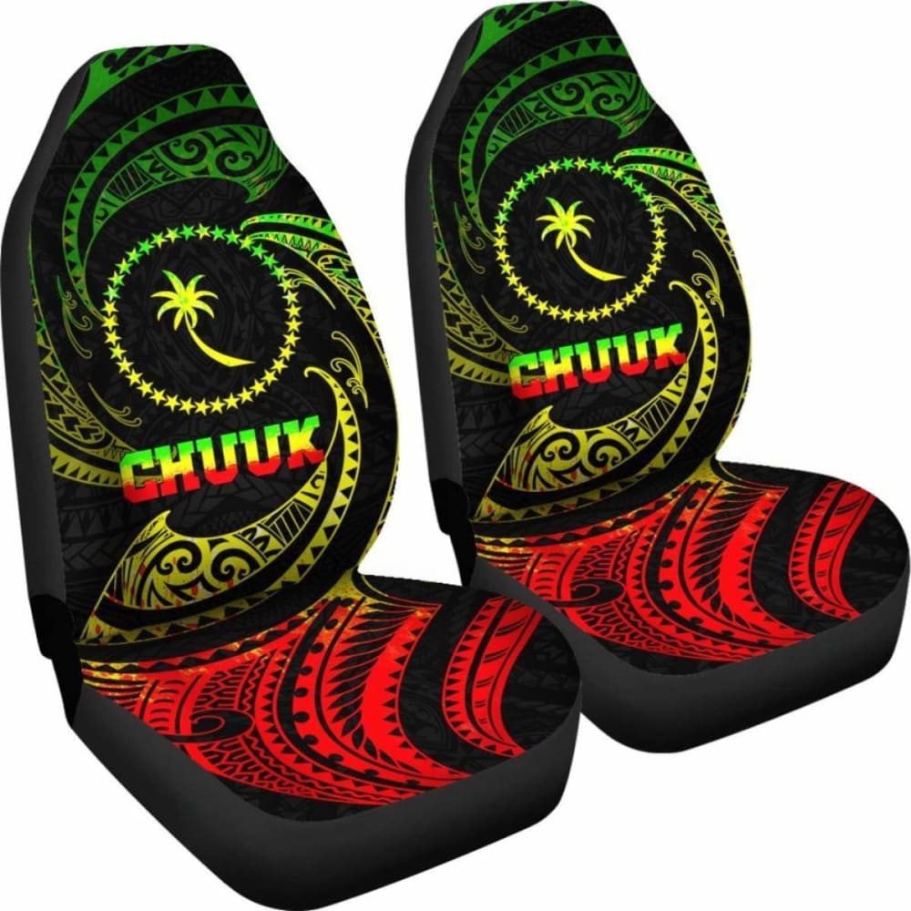 Chuuk Micronesia Car Seat Covers - Reggae Tribal Wave - 105905 - YourCarButBetter