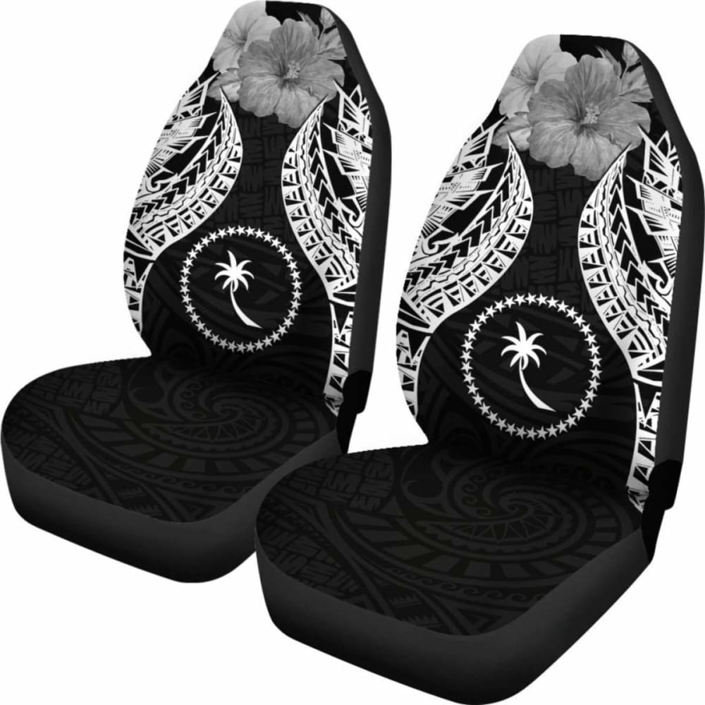 Chuuk Polynesian Car Seat Covers Pride Seal And Hibiscus Black - 232125 - YourCarButBetter