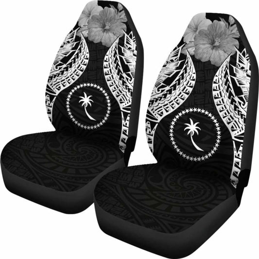Chuuk Polynesian Car Seat Covers Pride Seal And Hibiscus Black - 232125 - YourCarButBetter