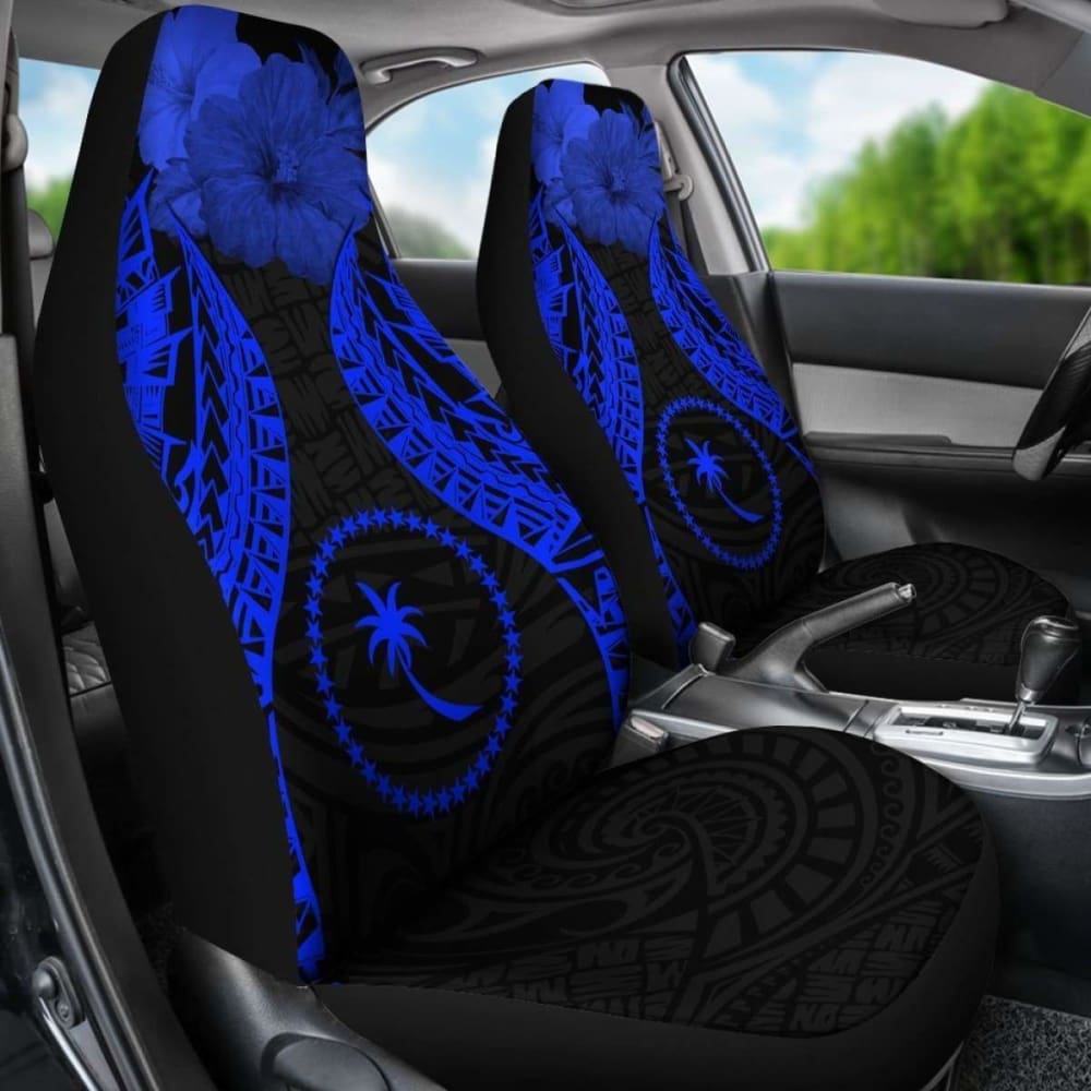 Chuuk Polynesian Car Seat Covers Pride Seal And Hibiscus Blue - 232125 - YourCarButBetter