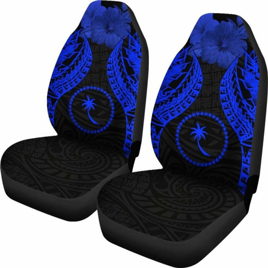 Chuuk Polynesian Car Seat Covers Pride Seal And Hibiscus Blue - 232125 - YourCarButBetter