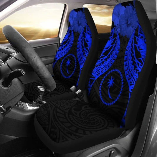 Chuuk Polynesian Car Seat Covers Pride Seal And Hibiscus Blue - 232125 - YourCarButBetter