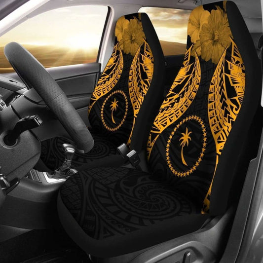 Chuuk Polynesian Car Seat Covers Pride Seal And Hibiscus Gold - 232125 - YourCarButBetter