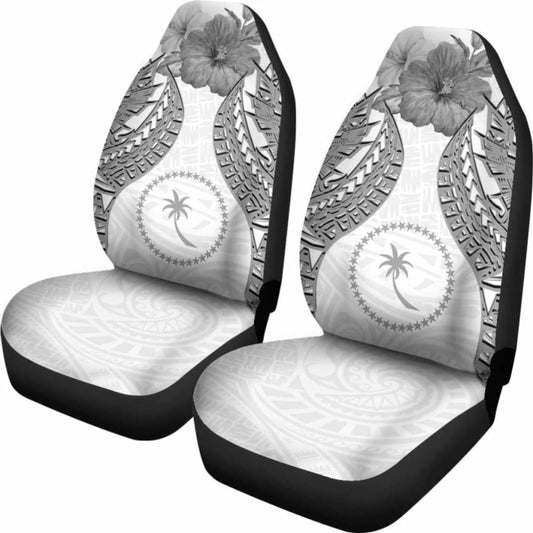 Chuuk Polynesian Car Seat Covers Pride Seal And Hibiscus White - 232125 - YourCarButBetter