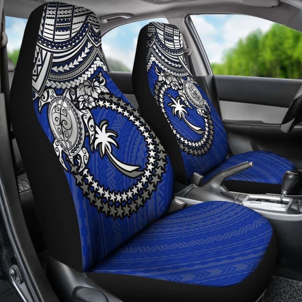 Chuuk Polynesian Car Seat Covers - White Turtle (Blue) - Amazing 091114 - YourCarButBetter