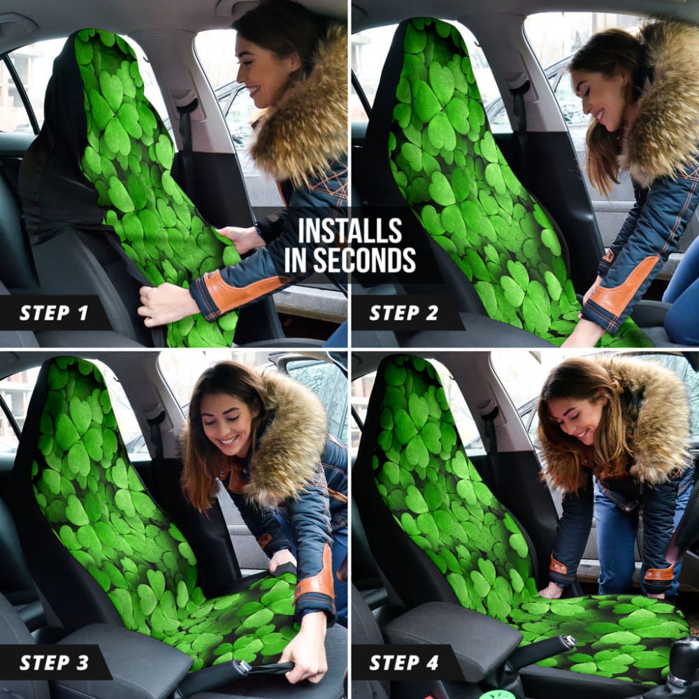 Clover Green Leaves Car Seat Covers 210601 - YourCarButBetter