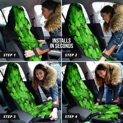Clover Green Leaves Car Seat Covers 210601 - YourCarButBetter