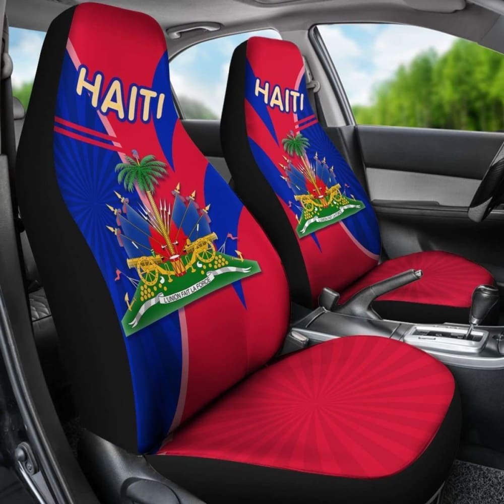 Coat Of Arms Haiti Car Seat Covers Circle Stripes 13 153908 - YourCarButBetter