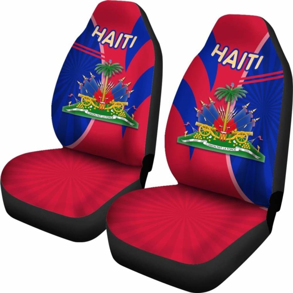 Coat Of Arms Haiti Car Seat Covers Circle Stripes 13 153908 - YourCarButBetter