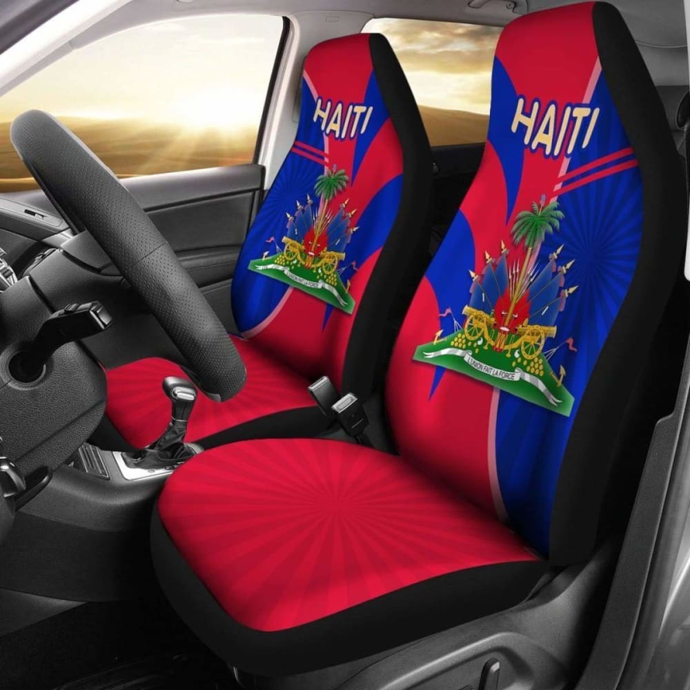 Coat Of Arms Haiti Car Seat Covers Circle Stripes 13 153908 - YourCarButBetter