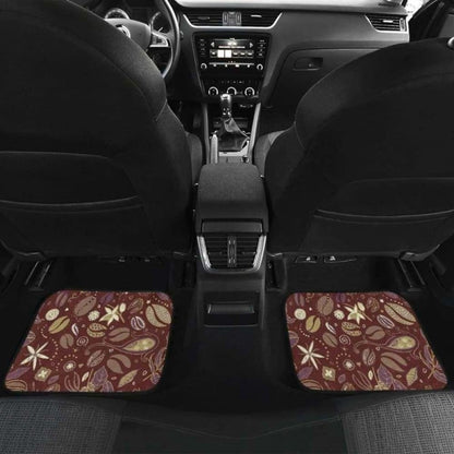 Coffee Bean Flower Pattern Front And Back Car Mats 163730 - YourCarButBetter