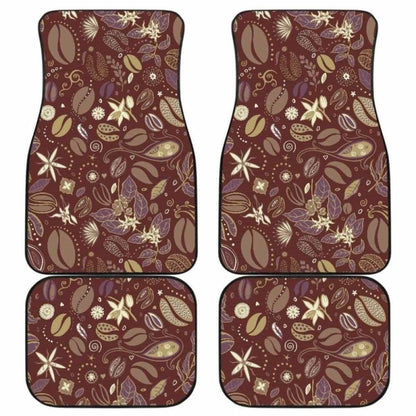 Coffee Bean Flower Pattern Front And Back Car Mats 163730 - YourCarButBetter