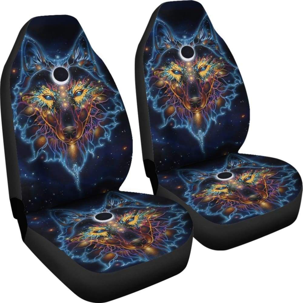 Color Galaxy Wolf Printing Front Seat Cover for Car 212202