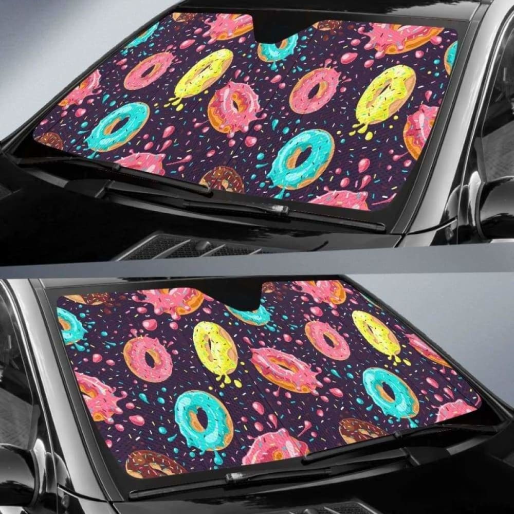 Colorful Donut Glaze Pattern Car Auto Sun Shades 102507 - YourCarButBetter