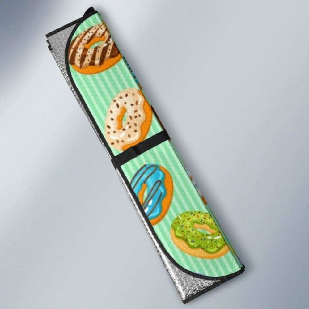 Colorful Donut Pattern Green Background Car Auto Sun Shades 102507 - YourCarButBetter